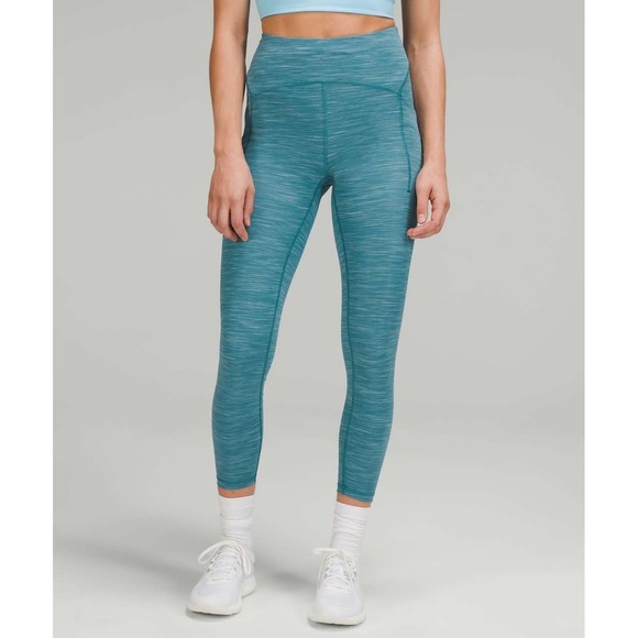 Lululemon Power Thru High-Rise Tight 25" Size 6 W5DHCS Heathered Capture Blue - Picture 2 of 11